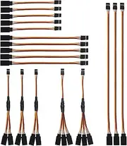 18Pcs 3-Pin JR Servo Extension Cable,1 JR Male to 2/3 Female JR Y Harness Servo Cable & 3.93" 5.9" 11.8" JR Extension Wire for RC Cars Trucks Airplanes Servo Receiver Connection,5 Styles