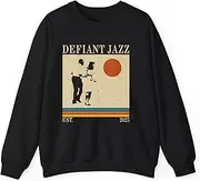 [X.Style] Defiant-Jazz Retro 90s azz Vintage Aesthetic Sweatshirt for Adults Crew Neck Long Sleeve Pullover Black S
