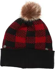 [ANDRESLAD] Warm Keeping Hat for Women Lady's Knitted Woolen Hat Ear Flaps Plaid Pattern for Seasons Red