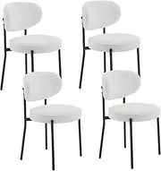WOTSTA Dining Chairs Set of 4, Modern Kitchen & Dining Room Chairs Velvet Kitchen Dining Chairs, with MetalLegs for Living Room, Cafe, Load Up to 150kg (WhiteBlack)