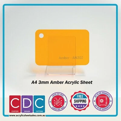A4 Amber 4 Pack 3mm Acrylic Perspex Sheet