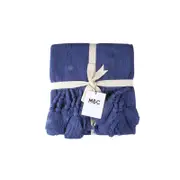 Maine & Crawford Neo 170x130cm Cotton Throw w/ Giant Tassels - Navy