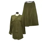 Jessica London Suede 2 Piece Set Blazer / Skirt Women’s Size 28 Color Green NWT