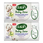 Dalan Baby Zero Natural Vegan Baby Soap Bar Organic Cotton, 4 Bars x 3.17oz Each
