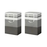 2X Laundry Basket Hamper Foldable White Grey