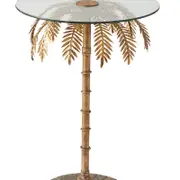 Amalfi Palm Tree Side Table Gold & Clear 43x43x73cm