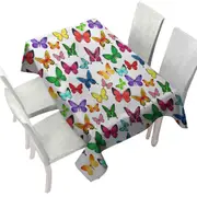 White Back Full of Vivid Colored Butterflies Tablecloth
