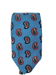 TURNBULL & ASSER Blue Paisley 57" X 3.75" English silk tie NWT