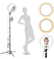 12" LED Ring Light Stand and Phone Holder Tripod, dimmer,& remote NIB