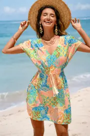 Cupshe Guava Glow Paisley Cover-Up Mini Dress - M