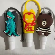 Dinosaur Iron Man Sanitizer Holder Case 3 Pk Pocket Size For Hand Silicone Spray