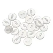 20pcs White Round Sewing Buttons 10mm Resin 2-Hole Fish Eye Craft Button