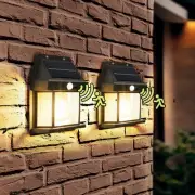 2 Pack Solar Motion Sensor Wall Lights with 3 Lighting Modes, Waterproof Led ...
