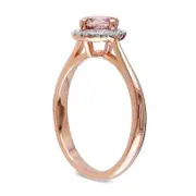 6.0mm Pink Morganite and Natural Diamond Accent Frame Engagement Ring in Solid 10K Rose Gold
