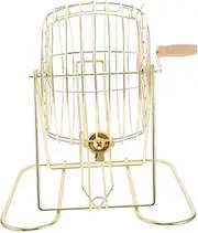 NAMOARLY Hand Cranked Bingo Ball Cage Wooden Handle Small Bingo Cage for Boys and Girls Portable Tabletop Game Lightweight Compact