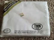 Vintage Tastemaker Twin Size Flat Sheet White Muslin No Iron NOS No Iron NEW