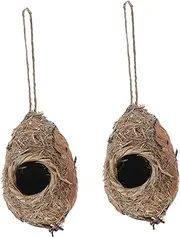 Gatuida 2Pcs Hanging Bird Nest Pendant Hand Woven Bird Hut for Garden Balcony Home Decor