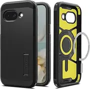 SPIGEN Tough Armor AI MagFit for Google Pixel 9a Case, Compatible with MagSafe Magnetic Ring, Extreme Impact Foam Technology Heavy Duty Shock Absorption Raised Edge Hard Kickstand Cover - Black