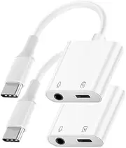 [Apple MFi Certified] iPhone 15 Headphone Adapter, 2 Pack USB C to 3.5 mm Headphones/Earphones Aux Audio + PD Charger Jack Adapter Splitter Dongle for iPhone 15/15 Pro/15 Pro Max/15 Plus, iPad Pro
