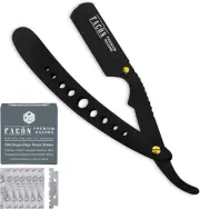 100 BLADES + Facon Professional Classic Straight Edge Barber Razor - Salon Quali