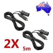 2x 12V Car Cigarette Cigar Lighter Adapter Extension Cable Cord Lead Socket Plug
