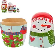 LUOZZY Christmas Matryoshka Doll Christmas Nesting Doll Desktop Wooden Russian Doll Xmas Party Favors Supply