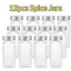 12pcs Glass Spice Jars Empty Clear Seasoning Condiment Storage Containers