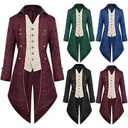 Punk Gothic Medieval Renaissance Coat Jacket Tailcoat Ren Faire Prince Nobleman Men's Royal Steampunk Halloween Masquerade Event / Party Masquerade Adults' Co