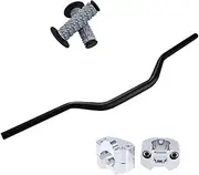 Black Fat Bars 1 1/8" YZ Motocross Motorcycle Handlebars with Mounting Clamp Grip and Bar Pad