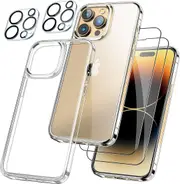 [5 in 1] Shockproof Bumper Phone Cover For iPhone 14 Plus 6.7-Inch, with 2-Pack Screen Protector and 2-Pack Camera Lens Protector