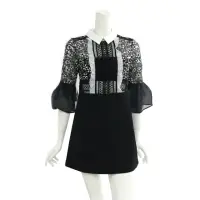 在飛比找momo購物網優惠-【SELF-PORTRAIT】蕾絲7分袖短洋裝(黑白)