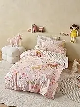 Linen House Kids Unicorn Fields Queen Bed Quilt Cover Set, Pink