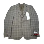 Calvin Klein Slim Fit Sport Coat Mens 36S 36 Light Tan Plaid Stretch Wool $450