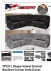 7PCS L Shape Velvet Stretch Recliner Corner Sofa Cover Sectional Sofa Slipcover