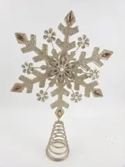 Bethlehem Lights 13" Metallic Snowflake Tree Topper Christmas in Champagne