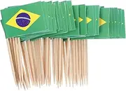 COLLBATH 100pcs Brazil Flag Fruit Picks for Parties Decorative Cocktail Toothpicks Appetizer Toppers for Themed Events Fruit Tasting Sticks for Celebrations