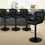 [ALFORDSON] Bar Stool 4Pcs Adjustable Kitchen Stools Willa Swivel Counter Barstools Black Dining Chair in 62-84cm Seat Height for Home Bar Dining Room