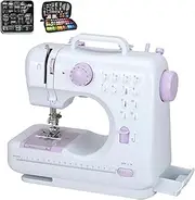 Sewing Machine, Mini Sewing Machine for Beginners, with 97 Pieces Sewing Kit & Case, Portable Sewing Machines, 12 Built-in Stitch Patterns, Light, 11 Sewing Machine Presser Feet - Purple & White