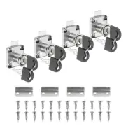 Cylinder Cabinet Cam Lock 7/8" 4Pcs Keys Alike Alloy Tool Box Lock,Silver
