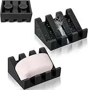 2Pcs Self Draining Soap Dishes, Silicone Soap Dish with Drain Shower Bathroom Soap Sponge Holder Upgrade Suction Silicone Shower Soap Dish,Extend Soap Life,Keep Soap Bars Dry Clean & Easy Cleaning