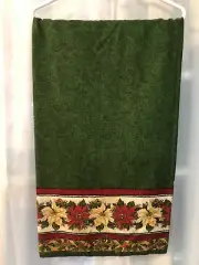 Christmas Handmade Red & Gold Poinsettias￼ Tablecloth 55”x66”