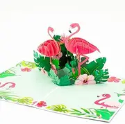 Pink Flamingos in Tropical Paradise 3D Pop up Card, Pop up cards Australia, Birthday Cards, Valentine's Cards, Handmade Cards for Mother's Day, Get Well, Thank You