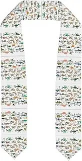 [SKKNT] Stylish Learning Alphabets With Dinosaurs Print Graduation Shawl Stole For Academic Commencements Honor Sash Congratulations