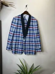 New Brooks Brothers Dinner Jacket 42S Shawl Collar Madras Cape Cod Blazer