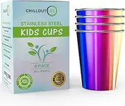CHILLOUT LIFE Stainless Steel Cups 8 oz - Stainless Steel Sippy Cups for Home & Outdoor Activities, BPA Free Healthy Unbreakable Premium Metal Drinking Glasses (4-Pack)