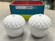 New in Box Set of 2 Target Acorn Votive Candle Holders White Ceramic 3 1/2"