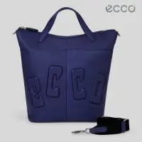 在飛比找momo購物網優惠-【ecco】E Tote Padded 真皮手提斜背包(藍色