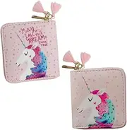 [WATIIFUFU] Pu Zipper Wallet Cartoon Unicorns Lightweight and Durable Perfect for Ladies