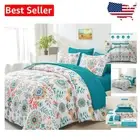 Luxurious King-Size 7-Piece Boho Floral Comforter Set - All Season Softness