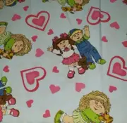 Cabbage Patch Kids & Hearts 2005 Blue Cotton LARGE piece Fabric 4 and 1/2 Yards.